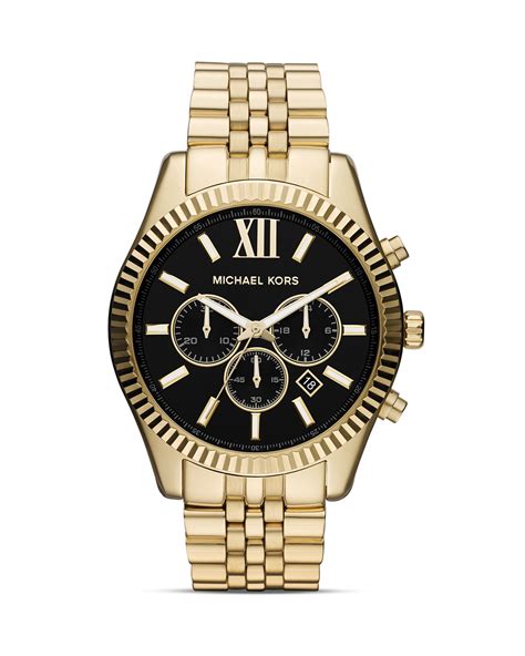 michael kors gold tone stainless steel men's watch|michael kors lexington chronograph watch.